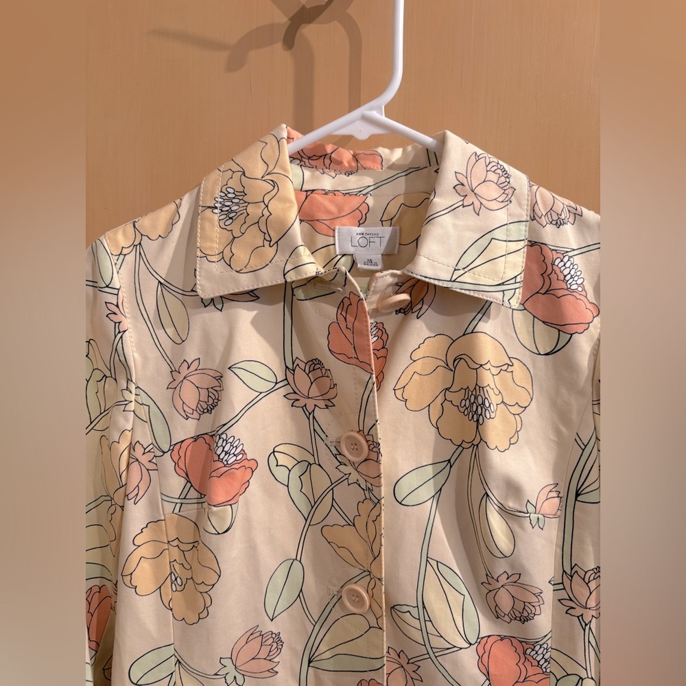 Ann Taylor LOFT Floral Print Trench Coat Rain Coat Waterproof Women’s Size XS - Picture 3 of 7